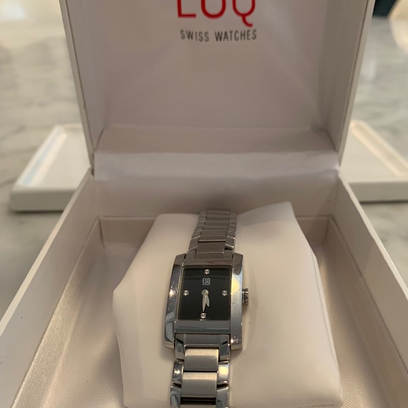 ESQ MOVADO Venture Stainless Steel Diamond Quartz Tank Ladies Watch - Picture 3 of 9